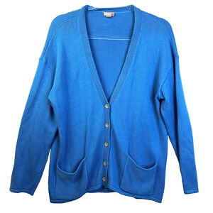 j jill Cardigan Sweater Women's Medium Cotton Blend Blue V Neck Casual Office